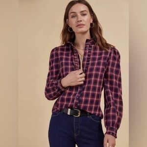 Baukjen Taneya Organic Cotton Blouse Red Check